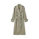Casaco Trench Feminino Chique Transpassado Com Cinto, Gola Lapela Vintage E Mangas Longas Look Da