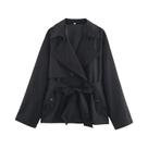 Casaco Trench Feminino Estilo Britânico Com Cinto E Botões Duplos Cor Maillard Casual Outono 2025