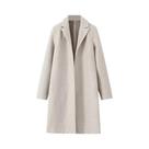Casaco Trench Longo Feminino Elegante Com Decote Em V, Cor Sólida, Manga Comprida, Estilo Vintage