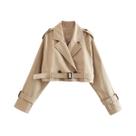 Casaco Trench Vintage Feminino Com Cinto E Botões Duplos, Estilo Cropped, Moda De Rua Para