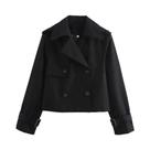 Casaco Trench Vintage Feminino Cropped Com Dupla Abotoadura, Estilo Chic Para Primavera E Outono,
