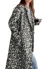 Casaco utcoco Leopard Long Wool Trench para mulheres cinza XS