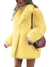 Casaco Wyeysyt, casaco feminino, de pele sintética, de lapela, amarelo de inverno