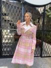 Casaco xadrez rosa Trench Coat MALISE 44812 MARIA TEREZA