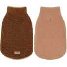 Casacos para cães cyeollo Fleece de gola alta reversível para marrom de inverno