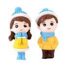 Casal de Bonecos de Neve de Resina - Decoração de Natal para Jardim e Paisagem