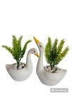 Casal de Cisne Vaso Cachepô Decoração