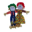 Casal Espantalhos base no pé Decoração Festa Junina 50cm