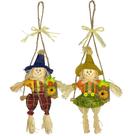 Casal Espantalhos Palha Decoração Festa Junina C/Cordão 33cm Casal Espantalhos Palha Decoração Festa Junina C/Cordão 33cm