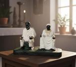 Casal Pretos Velhos Em Resina - Umbanda Candomble