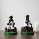 Casal Pretos Velhos imagem altar umbanda quimbanda Resina