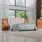 Casal Queen 160 Cm Ripada 100% Mdf Estofada Isis com 02 Mesas de Cabeceira Espresso Móveis Marrom Cinamomo/Areia