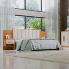 Casal Queen 160 Cm Ripada 100% Mdf Estofada Isis com 02 Mesas de Cabeceira Espresso Móveis Marrom Cinamomo/Off White/Areia