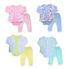 Casaquinho Body Mijao Recem Nascido Roupa Bebe Kit 3 Pecas