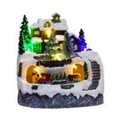 Casas De Natal Musicais Iluminadas Com LED Rotativas Com Trem Decorativo Operado a Bateria Para