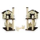 Casas Para Gatos Com Dois Andares Rede E Brinquedo Bolinha Poste Sisal Horizontal Cara de Gato