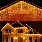 Cascata 400 Leds Branco Quente 10 Metro C/ Fio Branco 8 Funções 110V
