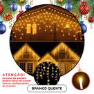 Cascata Led 100 Leds Pisca Pisca 8 Funções Branco Quente 220v Natal M/F Comércio papai noel casamento acessório Decoração natalina iluminação festa