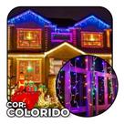 Cascata Pisca Colorido 9,5m Fio Transparente 127V Com 400 LEDs Coloridos Distribuídos em 8F