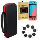 Case Capa Bolsa + Película Vidro + 4 Grip Nintendo Switch