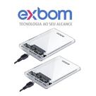 Case HD e SSD Externo KIt 2 Exbom Transparente SATA 2.5 USB 3.0 CGHD35 Compatível com Jogos Console, PC e Notebook