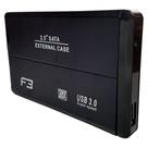 Case para hd sata 2.5 externo usb 3.0 preto f3 cs-u3