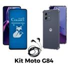 Case Silicone + Película Fosca Privacidade + Fone de Ouvido para Moto G84