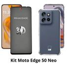 Case Silicone TPU e Película 3D Privacidade de Vidro para Moto Edge 50 Neo