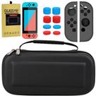 Case Switch + Película Vidro + 4 Grips + Par Silicone Joycon