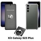 Case Transparente + Película 3D Privacidade + Anel Suporte para Samsung Galaxy S23 Plus