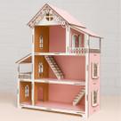 Casinha De Boneca Miniatura Rosa Branco Em MDF Polly De 60cm Casinha De Boneca Miniatura Rosa Branco Em MDF Polly De 60cm