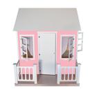 Casinha de Brinquedo com Cercado e Cortinas Rosa/Branco L12 - Criança Feliz