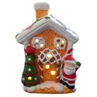 Casinha de Cerâmica Natalina Modelo Biscoito Com Led 10,5x9,3x14,7cm Saldão