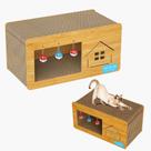 Casinha De Gato Com Arranhador e Brinquedos Caminha 2 Andares Antiestresse Mdf Resistente Portatil Tábua de Arranhar Bolinhas Toca Gatificação 48x24cm