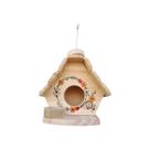 Casinha de passarinho com comedouro feita de madeira - Decoração de Jardim - Varanda - Quintal
