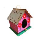 Casinha de Passarinhos em Madeira Colorida Artesanal Ideal para Jardim Presente Criativo -M