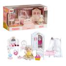 Casinha Feliz Conjunto Quarto Cenário Com Boneca Acessórios