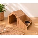 Casinha Pet 2 Em 1 Com Comedouro e Bebedouro Para Cães e Gato Em Madeira Mdf
