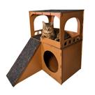 Casinha Toca Para Gato Mdf Dois Andares Cor Caramelo