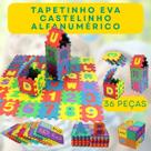 Castelinho EVA 36 Peças Infantil Educativo Letras Números 5mm Colorido