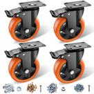 Caster Wheels ASRINIEY 5 Orange Poliuretano Swivel 4 unidades Caster Wheels ASRINIEY 5 Orange Poliuretano Swivel 4 unidades