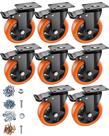 Caster Wheels ASRINIEY Heavy Duty de 5 polegadas, conjunto de 8 laranjas