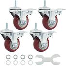 Caster Wheels Finnhomy Swivel de 8 cm com freio de 1000 kg, vermelho, conjunto de 4