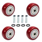 Caster Wheels Swagwert, 3 polegadas, Red Heavy Duty, 120 kg, pacote com 4