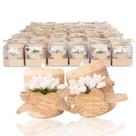 Castiçais Tealight, pacote com 30 lembrancinhas de casamento em madeira