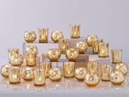 Castiçais votivos DEVI Assorted Gold Mercury Glass 48 unidades Castiçais votivos DEVI Assorted Gold Mercury Glass 48 unidades