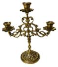 Castiçal 3 Velas Bronze Floral Decorações Presentes Igrejas