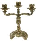Castiçal 3 Velas Bronze Presentes Decoração Igrejas Religião