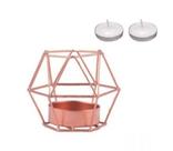 Castiçal aramado rose para velas com Brinde - 2 velas decorativas Castiçal aramado rose para velas com Brinde - 2 velas decorativas