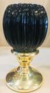 castiçal ceramica preto brilho base dourado e vela tamanho M